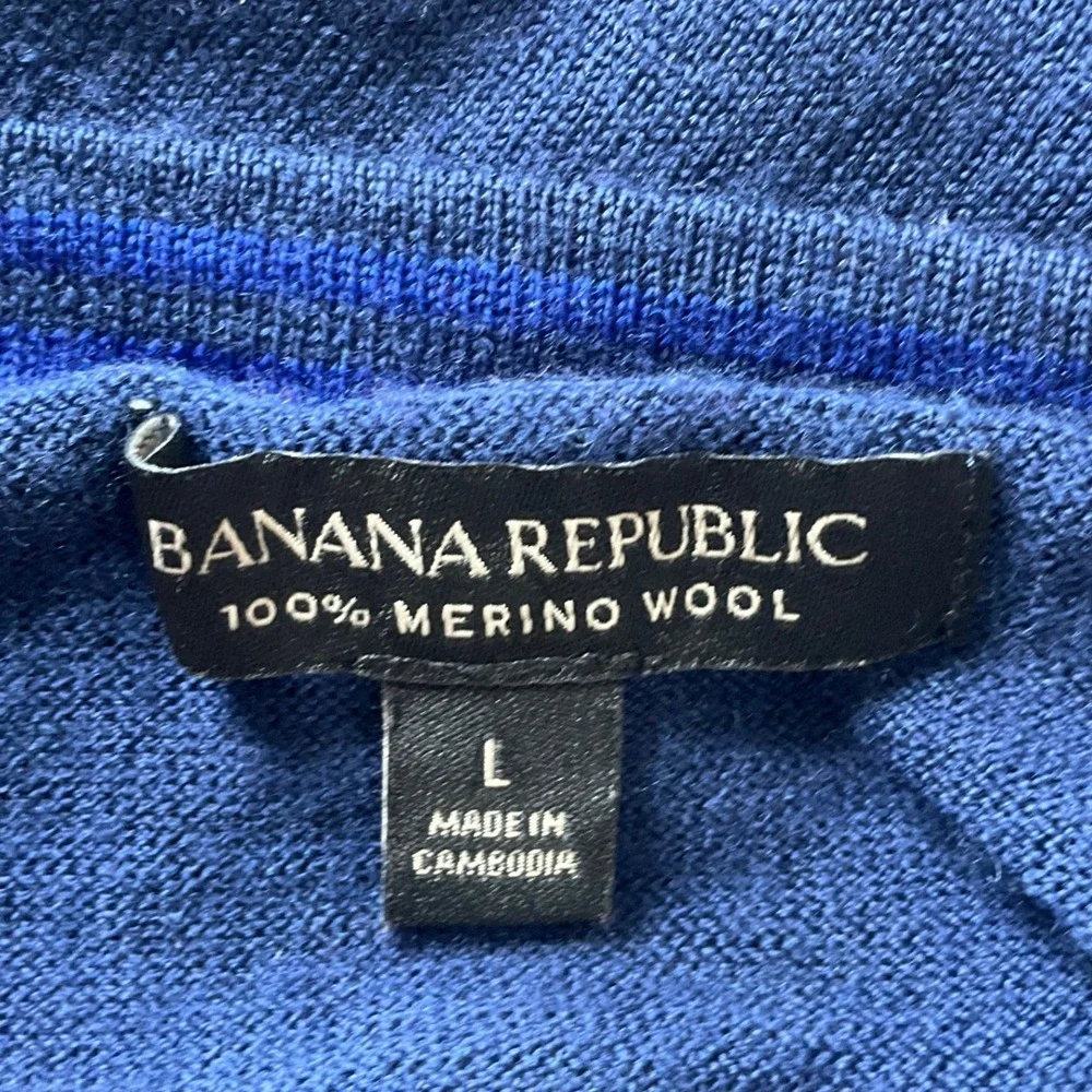 Banana Republic Sweater Mens Large Blue Merino Wool Crew Neck Classic Minimalist